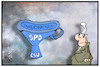 Cartoon: Familiennachzug (small) by Kostas Koufogiorgos tagged karikatur,koufogiorgos,illustration,cartoon,familiennachzug,spd,csu,trichter,flüchtlingspolitik,streit,differenzen,groko,koalition,regierung