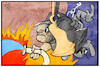 Cartoon: Der Feuerwehrmann von Notre Dame (small) by Kostas Koufogiorgos tagged karikatur,koufogiorgos,illustration,cartoon,frankreich,notre,dame,gloeckner,feuerwehrmann,feuer,loeschen,kirche,brand,katastrophe,glocke