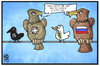 Cartoon: Friedenssicherung (small) by Kostas Koufogiorgos tagged karikatur,koufogiorgos,illustration,cartoon,frieden,krieg,friedenstaube,nato,russland,geier,vogel,ukraine,konflikt,politik