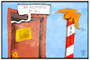 Cartoon: G7-Treffen mit Trump (small) by Kostas Koufogiorgos tagged karikatur koufogiorgos illustration cartoon trump vollpfosten schranke g7 kanada treffen gipfel zoll handelsstreit handelskrieg usa malbaie charlevoix
