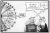 Cartoon: GDL-Streik (small) by Kostas Koufogiorgos tagged karikatur,koufogiorgos,illustration,cartoon,gdl,bahn,streik,arbeitskampf,glücksrad,zukunft,reporter,presse,interview,lokführer,zeit,dauer