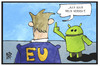 Cartoon: Google und Android (small) by Kostas Koufogiorgos tagged karikatur,koufogiorgos,illustration,cartoon,google,android,eu,wettbewerb,internet