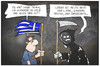 Cartoon: Griechenlands Freitag der 13. (small) by Kostas Koufogiorgos tagged karikatur,koufogiorgos,illustration,cartoon,freitag,13,unglück,tod,sensenmann,griechenland,problem,sorgen,april,scherz,politik,troika,geld
