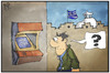 Cartoon: Griechische Banken (small) by Kostas Koufogiorgos tagged karikatur,koufogiorgos,illustration,cartoon,griechenland,geldautomat,game,over,bank,geld,wirtschaft,pleite,kunde
