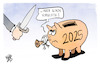Cartoon: Haushaltsdebatte (small) by Kostas Koufogiorgos tagged karikatur,koufogiorgos,haushalt,gordischer,knoten,sparschwein