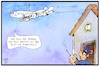 Cartoon: Homeoffice (small) by Kostas Koufogiorgos tagged karikatur,koufogiorgos,illustration,cartoon,homeoffice,pilot,flugzeug,fernsteuerung,passagier,fernbedienung,arbeit