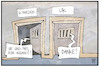 Cartoon: Julian Assange (small) by Kostas Koufogiorgos tagged karikatur,koufogiorgos,illustration,cartoon,assange,gefängnis,zelle,schweden,grossbritannien,uk