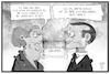 Cartoon: Karlspreis für Macron (small) by Kostas Koufogiorgos tagged karikatur,koufogiorgos,illustration,cartoon,macron,karlspreis,schulz,merkel,europa,auszeichnung,medaille,aachen