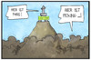Cartoon: Klimagipfel (small) by Kostas Koufogiorgos tagged karikatur,koufogiorgos,illustration,cartoon,klimagipfel,gipfel,berg,paris,eiffelturm,peking,smog,feinstaub,umweltverschmutzung,luft,umweltschutz