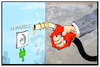 Cartoon: Klimaziele (small) by Kostas Koufogiorgos tagged karikatur,koufogiorgos,illustration,cartoon,klima,klimaziele,auto,industrie,autobauer,strom,elektro,mobilität,steckdose,eu,co2,abgas,emissionen,umwelt
