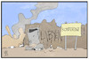Cartoon: Libyen-Konferenz (small) by Kostas Koufogiorgos tagged karikatur,koufogiorgos,illustration,cartoon,libyen,konferenz,berlin,krieg,ruine,konflikt