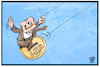 Cartoon: Lira-Absturz (small) by Kostas Koufogiorgos tagged karikatur,koufogiorgos,illustration,cartoon,lira,erdogan,kugel,münchhausen,tuerkei,geld,währung,münze,wirtschaft