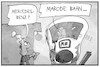 Cartoon: Marode Bahn (small) by Kostas Koufogiorgos tagged karikatur,koufogiorgos,illustration,cartoon,bahn,marode,mercedes,benz,infrastruktur,verkehr,investition,wirtschaft