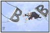 Cartoon: Martin Schulz (small) by Kostas Koufogiorgos tagged karikatur,koufogiorgos,illustration,cartoon,brüssel,berlin,martin,schulz,trapez,sprung,wechsel,politik