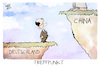 Cartoon: Merz in China (small) by Kostas Koufogiorgos tagged karikatur,koufogiorgos,merz,china,treffpunkt,deutschland,abstand,abgrund