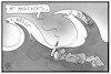 Cartoon: Mit Maske durch die zweite Welle (small) by Kostas Koufogiorgos tagged karikatur,koufogiorgos,illustration,cartoon,maske,welle,corona,pandemie,taucher,tauchmaske,untertauchen,schwimmen,virus