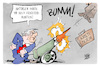 Cartoon: Munitionsmangel (small) by Kostas Koufogiorgos tagged karikatur,koufogiorgos,munitionsmangel,kristi,noem,trump,kanone,job,ice