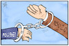 Cartoon: NSU 2.0 (small) by Kostas Koufogiorgos tagged karikatur,koufogiorgos,illustration,cartoon,nsu,terrorismus,rechtsextremismus,polizei,festnahme,drohmail,hetze,hass,hate,speech,handschellen