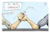 Cartoon: Omikron (small) by Kostas Koufogiorgos tagged karikatur,koufogiorgos,illustration,cartoon,omikron,corona,inzidenz,kraft,armdrücken,pandemie,duell