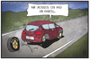 Cartoon: Opel hat ein Rad ab (small) by Kostas Koufogiorgos tagged karikatur,koufogiorgos,illustration,cartoon,bochum,opel,corsa,rad,werk,schliessung,auto,autoindustrie,wirtschaft