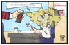 Cartoon: Pfefferspray in der Bahn (small) by Kostas Koufogiorgos tagged karikatur,koufogiorgos,illustration,cartoon,bahn,bordrestaurant,gast,kellner,schaffner,pfefferspray,verteidigung,fahrgast,passagier