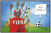 Cartoon: Pfui  FIFA (small) by Kostas Koufogiorgos tagged karikatur,koufogiorgos,illustration,cartoon,fifa,skandal,teufel,pfui,fussball,verband,dachverband,hölle,korruption,sport