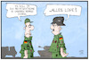 Cartoon: Rechtsextremismus Bundeswehr (small) by Kostas Koufogiorgos tagged karikatur,koufogiorgos,illustration,cartoon,bundeswehr,rechtsextremismus,stahlhelm,neonazi,armee,militaer,geschichte