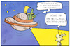 Cartoon: Reisebeschränkungen (small) by Kostas Koufogiorgos tagged karikatur,koufogiorgos,illustration,cartoon,reisebeschraenkung,alien,mensch,erde,corona,pandemie,untertasse,ufo,entführung