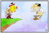 Cartoon: Spahn vs. Corona (small) by Kostas Koufogiorgos tagged karikatur,koufogiorgos,illustration,cartoon,spahn,corona,cowboy,abgrund,gesundheitsminister,pandemie,virus,duell