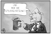 Cartoon: Steuerschätzung (small) by Kostas Koufogiorgos tagged karikatur,koufogiorgos,illustration,cartoon,steuerschätzung,scholz,steuern,einnahmen,klingelbeutel,spende,betteln,geld,finanzminister,politik,etat,budget,haushalt
