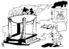 Cartoon: Stuttgart 21 (small) by Kostas Koufogiorgos tagged stuttgart,21,feuer,bahnhof,gutachten,projekt,bahn,brandschutz,altar,karikatur,kostas,koufogiorgos