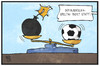 Cartoon: Terror vs. Fußball (small) by Kostas Koufogiorgos tagged karikatur,koufogiorgos,illustration,cartoon,terror,fussball,bundesliga,ball,bombe,terrorismus,sicherheit,waage,abwägen,sport