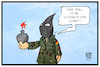 Cartoon: Terrorismus (small) by Kostas Koufogiorgos tagged karikatur,koufogiorgos,illustration,cartoon,bundeswehr,soldat,islamist,terrosist,rechtsextremist,uniform,bombe,skandal