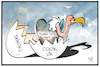 Cartoon: Thomas Cook (small) by Kostas Koufogiorgos tagged karikatur,koufogiorgos,illustration,cartoon,thomas,cook,insolvenz,pleite,geier,tochterunternehmen,ei,wirtschaft,tourismus