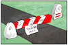 Cartoon: Transitstreit (small) by Kostas Koufogiorgos tagged karikatur,koufogiorgos,illustration,cartoon,oesterreich,transit,schranke,fluechtlinge,touristen,asylpolitik,verkehr,durchreise