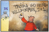 Cartoon: Troika go home (small) by Kostas Koufogiorgos tagged karikatur,koufogiorgos,illustration,cartoon,griechenland,troika,willkommen,graffiti,widerspruch,institutionen,europa,politik