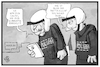 Cartoon: Trump gewalttätig (small) by Kostas Koufogiorgos tagged karikatur koufogiorgos illustration cartoon trump gewalt video cnn polizei g20 sicherheit journalist usa präsident