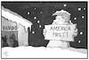 Cartoon: Trump in Davos (small) by Kostas Koufogiorgos tagged karikatur,koufogiorgos,illustration,cartoon,davos,trump,schnee,eingefroren,isoliert,america,first,usa,präsident,wef,weltwirtschaftsforum