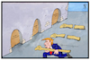 Cartoon: Trump regiert per Dekret (small) by Kostas Koufogiorgos tagged karikatur koufogiorgos illustration cartoon trump dekret obamacare muslimban einreisestopp rammbock klimaschutz türen einrennen regierung usa