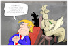 Cartoon: Trumps Strategie (small) by Kostas Koufogiorgos tagged karikatur,koufogiorgos,illustration,cartoon,trump,strategie,aussenpolitik,psychiater,arzt,patient,usa,präsident