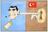 Cartoon: Türöffner Schröder (small) by Kostas Koufogiorgos tagged karikatur,koufogiorgos,illustration,cartoon,schroeder,schluessel,steudtner,erdogan,tuerkei,haft,entlassung,tueroeffner