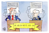 Cartoon: TV-Duell (small) by Kostas Koufogiorgos tagged karikatur,koufogiorgos,tv,duell,biden,trump,usa,gesundheit,werte