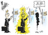 Cartoon: UBS (small) by Kostas Koufogiorgos tagged ubs,bank,schweiz,london,arbeit,job,kündigung,entlassung,karikatur,kostas,koufogiorgos