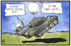 Cartoon: Ukraine-Konflikt (small) by Kostas Koufogiorgos tagged karikatur,koufogiorgos,illustration,cartoon,ukraine,russland,separatisten,frieden,krieg,taube,panzer,waffen,schwer,leicht,konflikt,ballon,politik