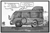 Cartoon: Uli Hoeneß (small) by Kostas Koufogiorgos tagged karikatur,koufogiorgos,illustration,cartoon,hoeness,fc,bayern,fussball,steuer,steuern,bus,präsident,fahrzeug,lenken,verein,club,sport