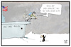 Cartoon: USS Carl Vinson (small) by Kostas Koufogiorgos tagged karikatur,koufogiorgos,illustration,cartoon,uss,carl,vinsson,nordkorea,kim,jong,un,pinguin,südpol,usa,verfahren,navigation,nautik,schiff,flugzeugträger