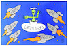 Cartoon: Verkehr im All (small) by Kostas Koufogiorgos tagged karikatur,koufogiorgos,illustration,cartoon,verkehr,polizei,ufo,marsmensch,vea,sonde,weltall,space,raumfahrt,international