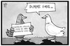 Cartoon: Vogelgrippe (small) by Kostas Koufogiorgos tagged karikatur,koufogiorgos,illustration,cartoon,vogelgrippe,angst,krankheit,europa,zugvögel,einwanderung,zugereiste,geflügel,dumme,gans
