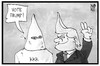 Cartoon: Vote Trump (small) by Kostas Koufogiorgos tagged karikatur,koufogiorgos,illustration,cartoon,trump,ku,klux,klan,sekte,extremismus,usa,wahl,präsidentschaftskandidat,wahlempfehlung,politik
