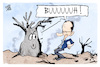 Cartoon: Waldbrand (small) by Kostas Koufogiorgos tagged karikatur,koufogiorgos,waldbrand,merz,buh,baum,besuch,bundeskanzler